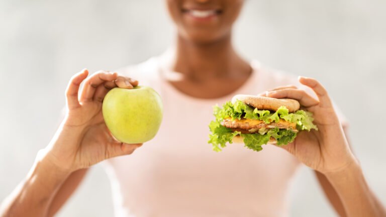 Concept of healthy vs junk food